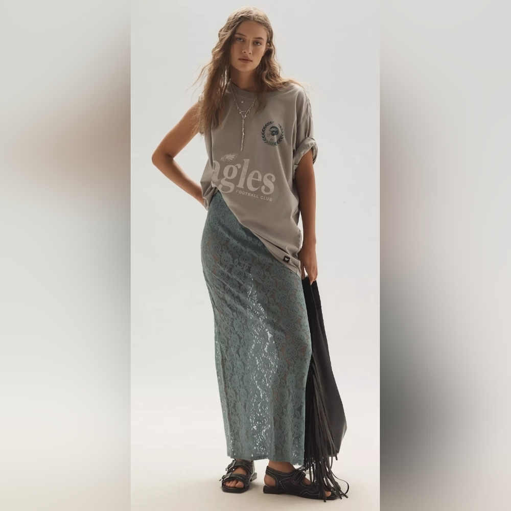Anthropologie Sheer Lace Midi Skirt - Picture 2 of 5